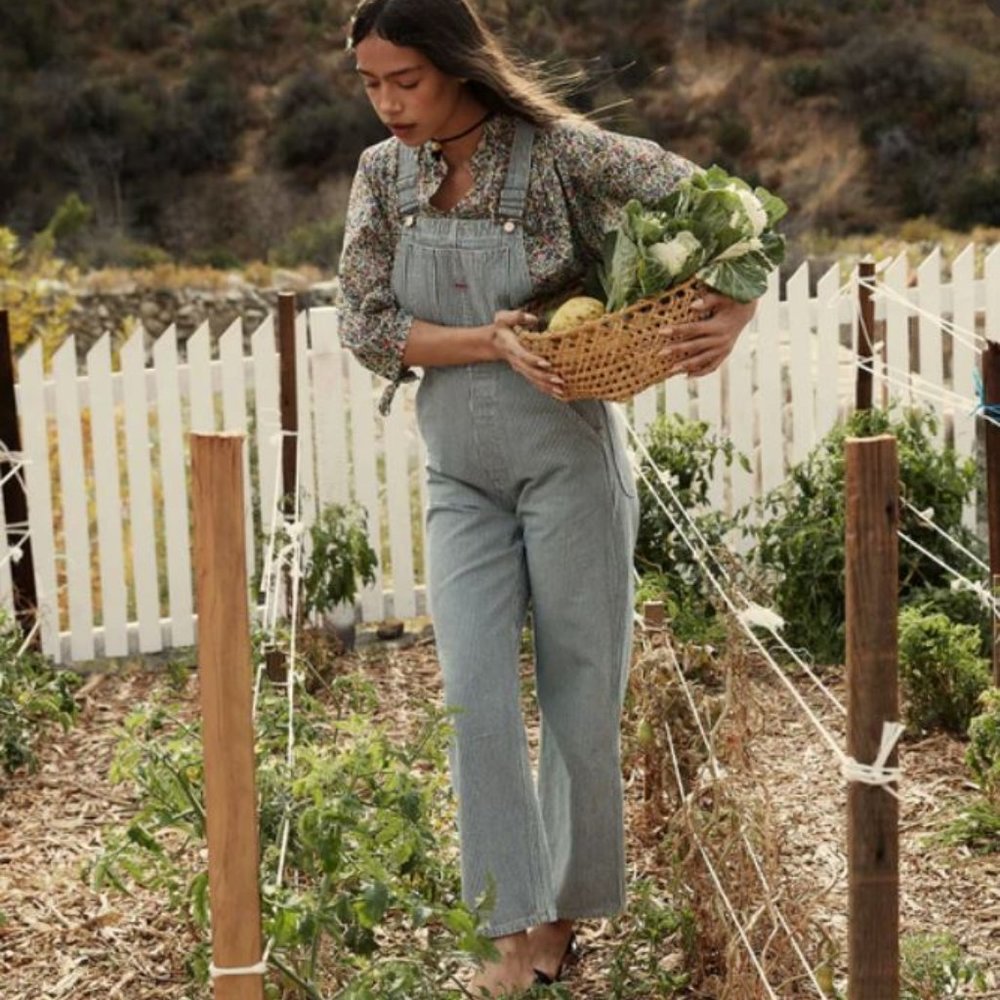 DÔEN Myrtle Overalls Hickory Stripe size 29